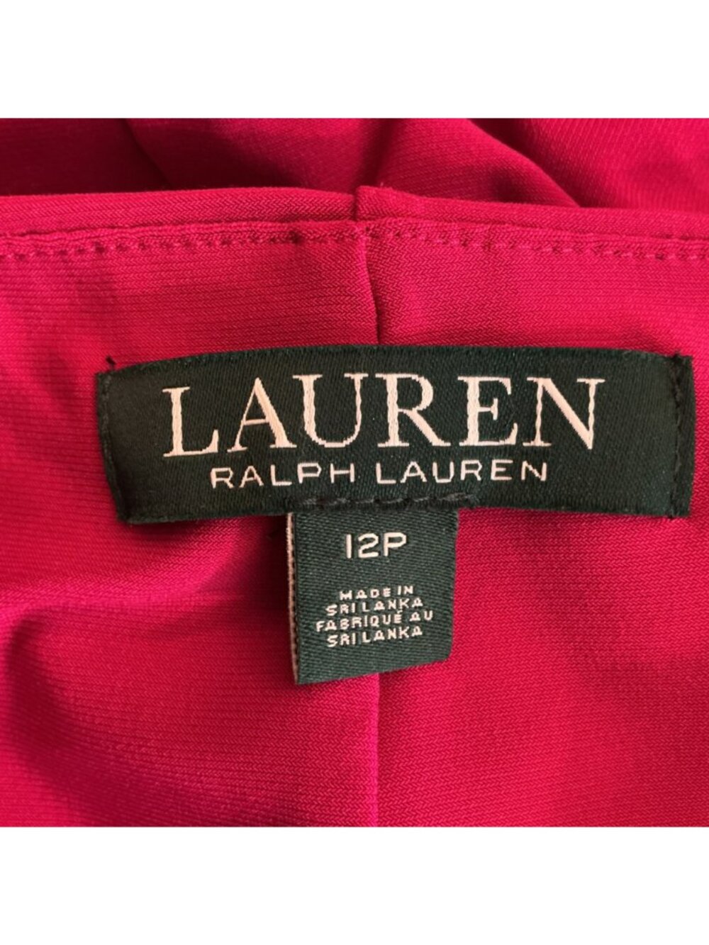 Lauren Ralph Lauren Magenta Sleeveless Ruched Dress Keyhole Accent Womens 12P - Picture 8 of 11
